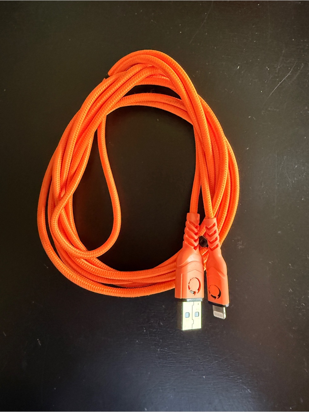 Braided Orange USB to Lightning Charging Cable - Durable Fast Charge